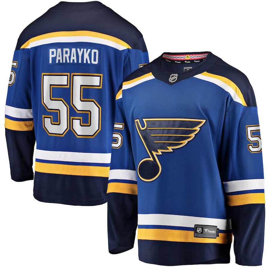 Men St. Louis Blues 55 Colton Parayko Fanatics Branded Blue Breakaway Player NHL Jersey